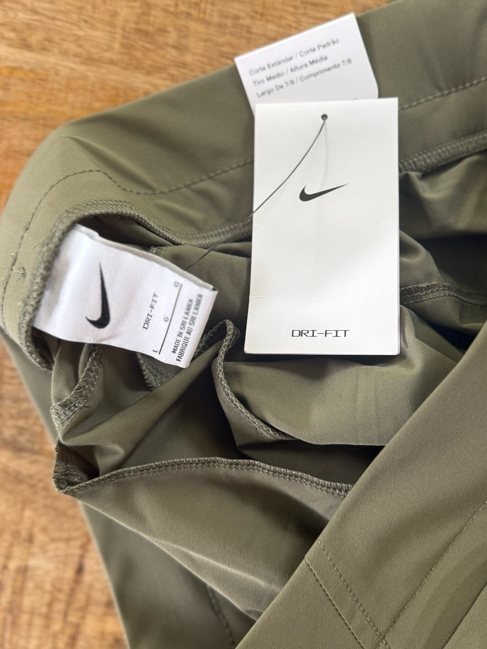 Nike Dri-FIT Women’s Large Olive Green Standard Fit Mid Rise Training Pants NWT